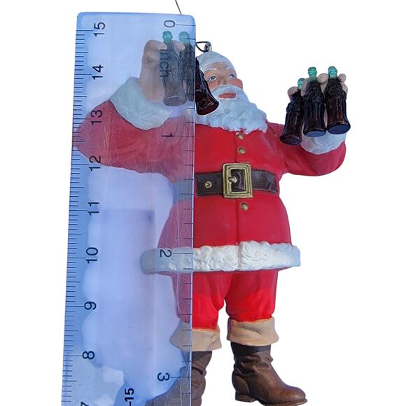 Vintage Coca-Cola Santa Ornament with Six-Pack Bottles 1990s Resin - Picture 2 of 10